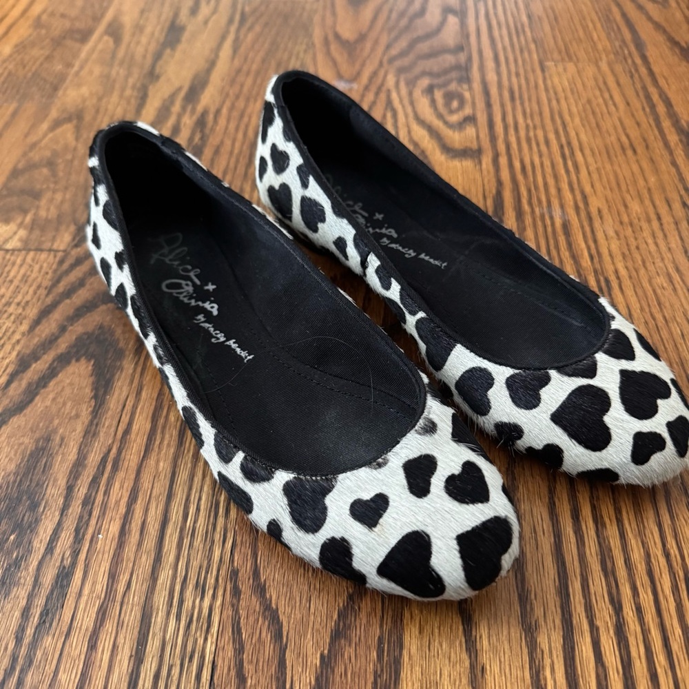 Alice & Olivia Pony Hair Heart Flats SZ 37.5